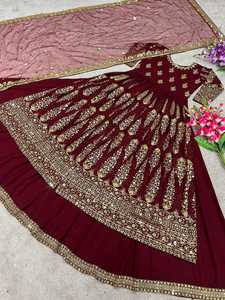 Designer Georgette tessuto <span class=keywords><strong>Lehenga</strong></span> abito da festa abito da sposa abito da sposa funzione di usura tradizionale indossare bellissimi abiti - Product Image 5