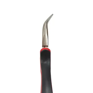 Pince à extensions capillaires TEEJAY à embout incurvé 3 trous en acier inoxydable pour pose/retirage de micro-anneaux, perles et pointes de plumes, logo personnalisé OEM - Product Image 4