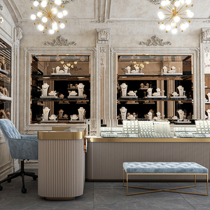 Customized Led Lighting White Gold Jewelry Shop Display Cabinet Modern Jewelry Showcase Display Cabinet for Shopping Mall - Product Image 2