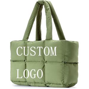 Bolso Tote Acolchado Grande de Nailon Ligero Personalizado, Bolso de Mano Tipo Puffer para Mujer, Portátil para Viajes, Bolso de Hombro - Product Image 1