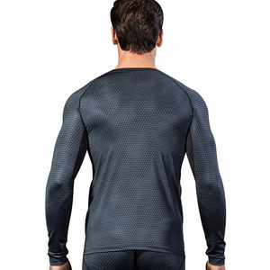 Maillots de compression personnalisés en polyester et élasthanne, teinture unie, manches longues, noirs, service OEM pour adultes, UPF50+ - Product Image 2