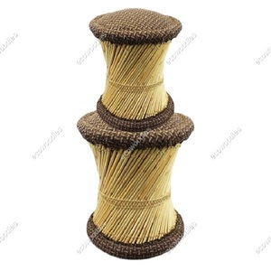 Juego de 2 consolas de mimbre de bambú natural otomano tradicional con incrustaciones de hueso de caña taburete bohemio, muebles tejidos a mano multiusos - Product Image 5
