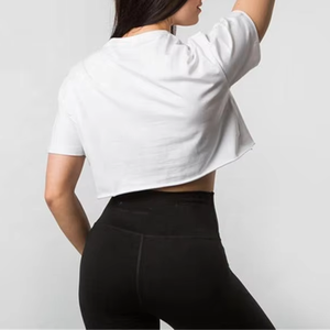 Top Corto Liso para Mujer, Personalizado OEM, de Alta Calidad, Sexy, con Logotipo, Corto, Ajustado, Cuello Redondo, Algodón Liso - Product Image 6