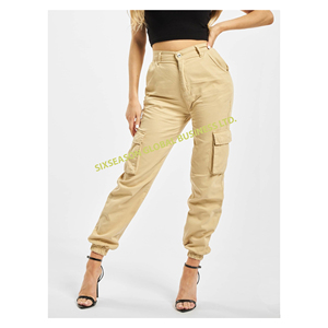 Nueva llegada de alta calidad orientada a la exportación personalizado Casual Hip Hop estilo Logo algodón señoras Cargo Joggers pantalones de Bangladesh - Product Image 3