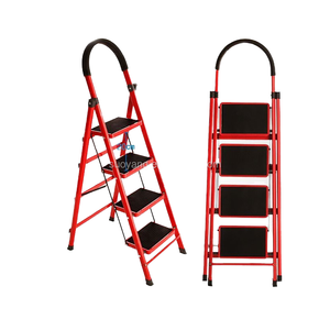 Durable Anti-Rust Carbon Steel Telescopic Extension <b>Foldable</b> Stepladder 150kg Load Capacity for Home Gym Exterior Warehouse Use - Product Image 1