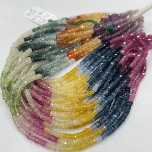 ลูกปัดแซฟไฟร์หลายเหลี่ยมเพชรพลอยเกรด AAA เกรดตามธรรมชาติขนาด17นิ้วสำหรับทำเครื่องประดับลูกปัดหินแซฟไฟร์ - Product Image 1