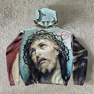 Fabricant personnalisé de vêtements en tapisserie Sweat à capuche en tapisserie tissée pour hommes Impression graphique Sweats à capuche pour hommes de haute qualité - Product Image 1