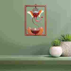 Porte-bougie mural Ganesha spirituel de qualité supérieure, éclairage indien pour la prière, décoration intérieure, festival Diwali et cadeaux d'entreprise - Product Image 2