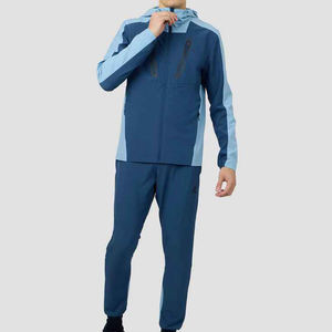 Ensemble de survêtement de sport d'extérieur en nylon à manches longues personnalisable avec fermeture éclair pour hommes, ensemble coupe-vent deux pièces pour hommes - Product Image 1