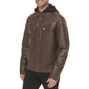 Veste en cuir de motard vintage pour homme, en cuir véritable, rembourrée - Product Image 3