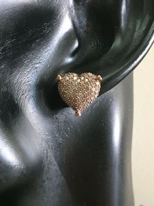 Women's 925 Silver & White 1.28 Ct Premium Quality <b>Fine</b> <b>Stud</b> <b>Earrings</b> Round Natural Diamond Pink Rhodium Heart Design Trendy - Product Image 6