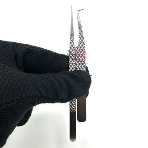 New <b>Silver</b> Polish Stainless Steel Lash Extension Tweezers <b>Set</b> High Quality Diamond Grip Eyelash Tweezer Logo Sustainable - Product Image 6