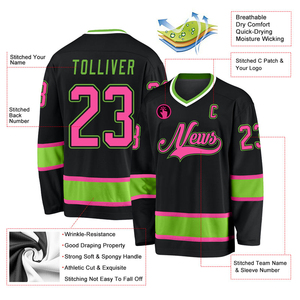 Haute Qualité Vintage Drôle Sublimation Brodé À Manches Longues Personnalisé Hommes Hockey Sur Glace Maillot Respirant Personnalisé Mode OEM - Product Image 3
