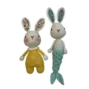 兔子Plushie礼品环保定制儿童软动物婴儿毛绒玩具钩针填充动物毛绒玩具