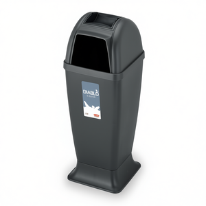 Contenedor de Basura de Plástico Delgado con Tapa Deslizante Stefanplast Diablo Negro 71060 de 50 Litros para una Gestión de Residuos Domésticos con Estilo - Product Image 2