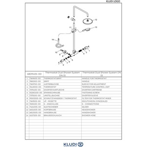 Kludi Logo Basic Thermostat Dual <b>Shower</b> <b>System</b> Chrome - Product Image 6