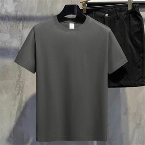 Gran oferta verano 205GSM 100% algodón de gran tamaño cuello redondo Camiseta informal para hombres pantalla Unisex Color sólido - Product Image 5
