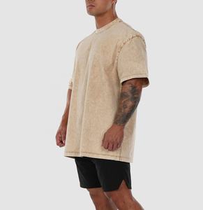 Camiseta con lavado ácido, ropa de calle de gran tamaño con estampado personalizado para hombre, camisa bronceada holgada personalizada de talla grande personalizada - Product Image 2