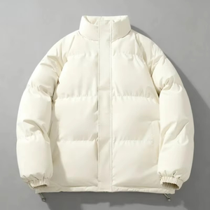 <b>Men</b> Winter Puffer <b>Jacket</b> Breathable Cold-proof Hooded Solid Color Regular Sleeve Versatile Front Logo Outerwear - Product Image 2