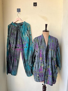 Hermoso Conjunto de pijama Kimono de seda crepé con tinte de corbata, camisón de seda de dos piezas para mujer, bata de verano para uso diario, regalo - Product Image 3