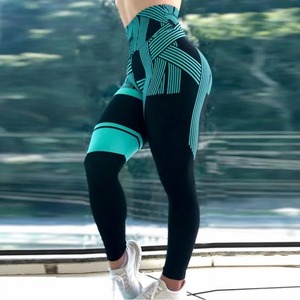 2023 Ladies Sportswear <b>Plus</b> <b>Size</b> Seamless Yoga Leggings Elastic Casual Young Girls Stripe Digital Printing <b>Tight</b> Pants for Gym - Product Image 1