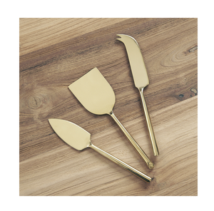 Juego de 3 cuchillos de latón para queso, diseño moderno, chapados en oro, mango de la mejor calidad, bajo coste - Product Image 3