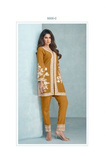 Tenue indienne élégant meilleur tissu vêtements ethniques bonne qualité rayonne Co Ord ensemble avec fil travail femmes mode exportateur - Product Image 2