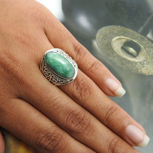 Conception populaire Naturel Émeraude Gemme Luxe Casual Bague Pour Elle Argent Sterling 925 Fait Main Bohème Bijoux Fournisseurs en vrac - Product Image 3