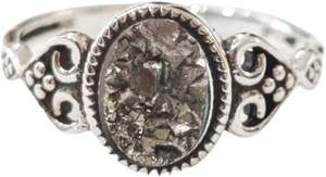 Bague pour femme en pyrite naturelle, pierre précieuse, pouvoir d'attirer l'argent, bohème, pyrite brute, bijoux faits à la main, bague en argent sterling 925 - Product Image 6