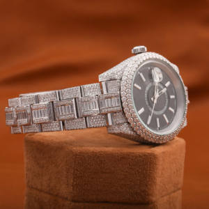 นาฬิกาข้อมือเพชรสำหรับทุกเพศสายสีดำฮิปฮอปโมอิสซาไนท์ใหม่หรูหราแบบดั้งเดิมปรับแต่งได้ - Product Image 3