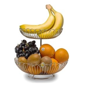 Corbeille à fruits moderne en acier inoxydable Organisateur de cuisine et décor de table à manger Bol de rangement en métal pour fruits frais - Product Image 2