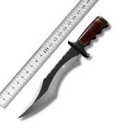 Sharp Bowie Couteaux de chasse à lame fixe Couteaux russes forgés à la main en gros avec garde-main Manche en bois Couteau tactique