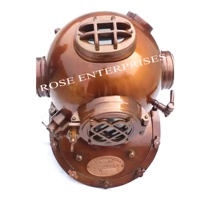 Casque de plongée nautique décoratif brun, reproduction antique, avec logo de plongeur personnalisé, modèle en fer, 18 pouces, 100% fait main