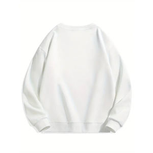 เสื้อสเวตเชิ้ตคอกลมสีพื้นลำลองสำหรับผู้ชาย สวมใส่สบาย น้ำหนักเบา ดีไซน์ไหล่ตก พิมพ์ลายดิจิทัล ย้อมสีเรียบ - Product Image 6