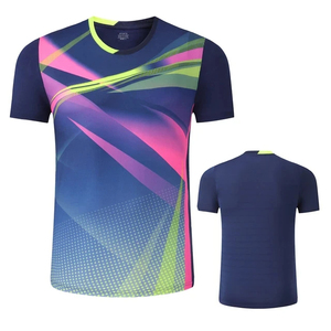 T-shirts de sport pour hommes et femmes de haute qualité 100% hauts de tennis et de badminton en coton avec uniformes de sublimation de logo avant - Product Image 5