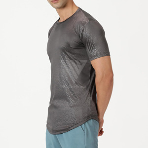 Vêtements de sport respirants pour la salle de sport, t-shirts de sport à col rond pour hommes et t-shirt décontracté anti-froissement léger - Product Image 4