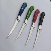 Cuchillo de chef de filete hecho a mano personalizado de 9 "con mango de madera Pakka, hoja de acero J2, incluye Funda de cuero, cuchillo para deshuesar pesca