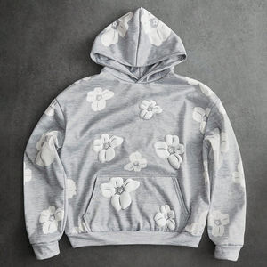 Sweat-shirt à capuche gris imprimé intégral, dernier style, sweat-shirt à capuche imprimé en relief, coton biologique et tissu recyclé, sweat-shirt pour hommes écologique - Product Image 1