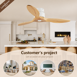 52 Inch Flush Mount <b>Ceiling</b> Fan No <b>Light</b> <b>Remote</b> <b>Control</b> 3 Solid Wood Blades for Bedroom Living Room - Product Image 4