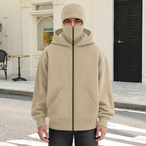 Cagoule à fermeture éclair en molleton 100 % coton, chaude, pour l'hiver, avec masque facial intégré, logo personnalisé disponible - Product Image 1