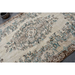 Classique Beige Marron 5.9X9 ft Vintage Tapis Turc Laine Grande Surface Patchwork pour Couloir Chambre Latex Parfait Tapis De Chevet - Product Image 5