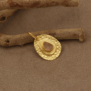 Pendentif en pierre précieuse rutile dorée brute naturelle breloques connecteur bijoux plaqué or simple caution pierres de naissance trouver pendentif bijoux - Product Image 4