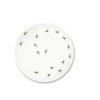 Ensemble de vaisselle en céramique ronde de 3 pièces, assiettes Faune & Flore par Excelsa, technique de tampographie, design animal noir
