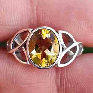 Navya Craft Women's 925 Sterling Silver Handmade <b>Ring</b> Boho Yellow Citrine Celtic Knot Oval <b>Statement</b> Gemstone Jewelry for Gifts - Product Image 6