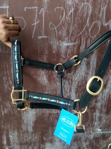 Cabestro de caballo de cuero de alta calidad ecuestre con acolchado suave con banda para la nariz de cristal equipo de caballo cuello de cabeza de caballo personalizado - Product Image 2