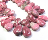 Perles de thulite rose de haute qualité de 13-17 mm, polies, en forme de poire, pierres précieuses naturelles, brin de 9 pouces, 280 carats, pour bijoux