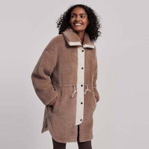 Chaqueta de Sherpa de corteza de pino de cuello alto de moda con cierre de botón a presión perfecta para ropa de invierno informal - Product Image 3