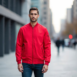 แจ็คเก็ตบอมเบอร์ผ้าซาตินสำหรับผู้ชายแจ็คเก็ตบอมเบอร์มีกระดุมแบบลำลองสำหรับฤดูหนาว - Product Image 5