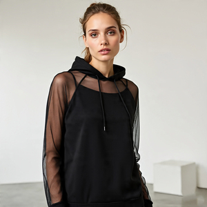 Sudadera con Capucha de Manga Larga para Mujer, Talla Grande, al por Mayor, Top de Malla para Nadar, con Capucha, Transparente, de Red, para Mujer - Product Image 6