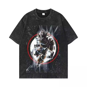 เสื้อยืดผ้าฝ้ายฟอกสีกรดแบบวินเทจสำหรับผู้ชายเสื้อยืดวินเทจผ้าถักสะพายไหล่ - Product Image 6